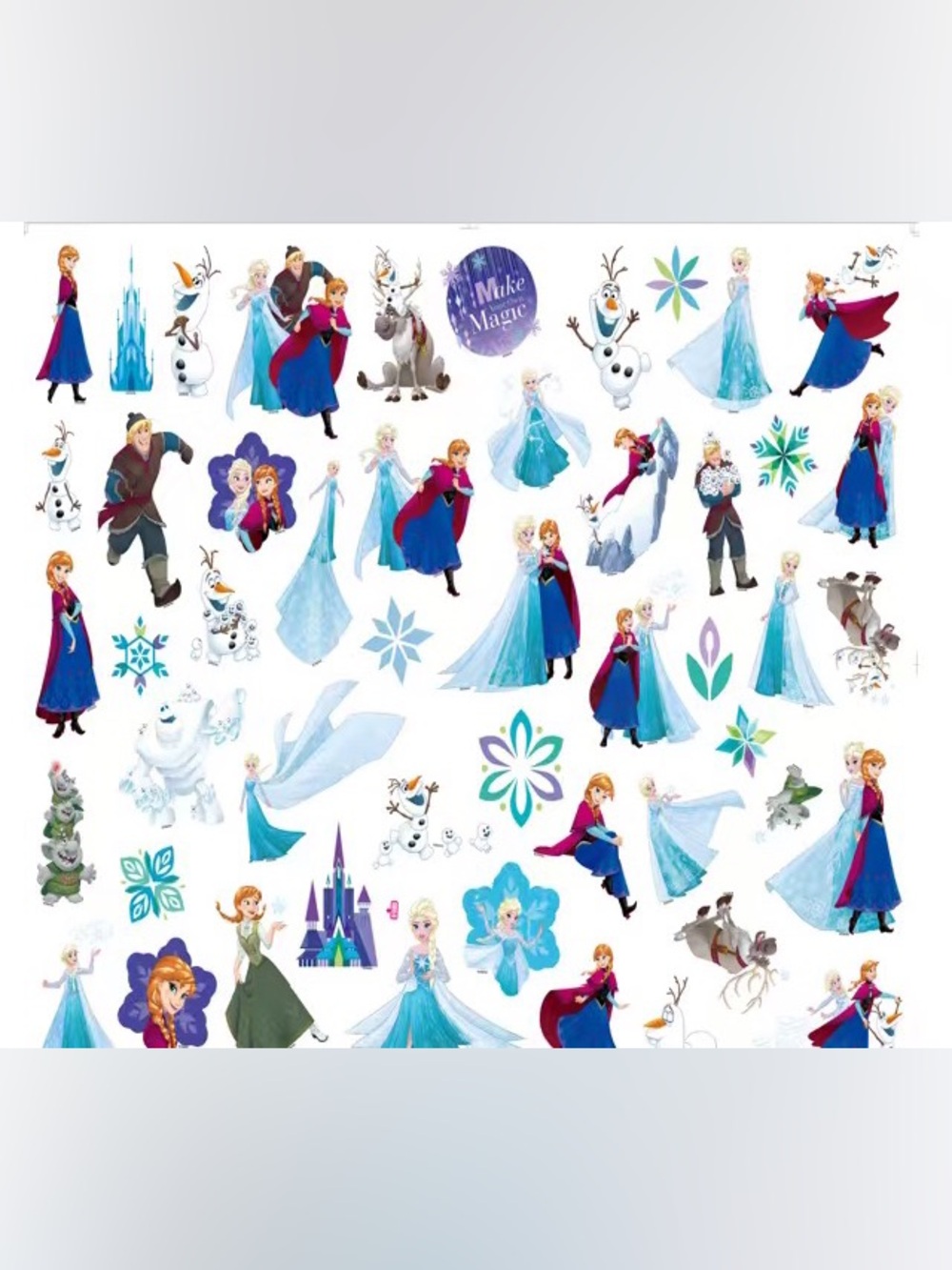 Disney Frozen Character Sticker Sheet - Blue & Purple--50Pcs Frozen Sticker